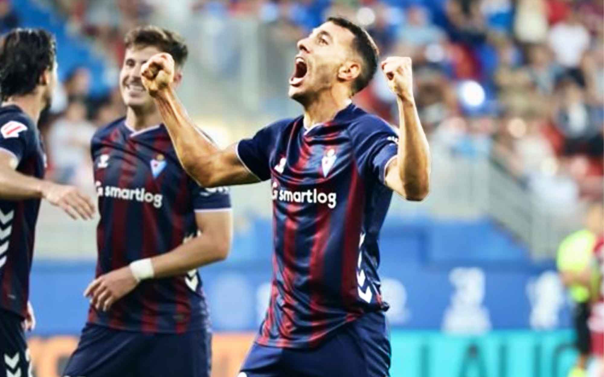 Imagen de Álvaro Rodríguez en su primer gol con el Eibar